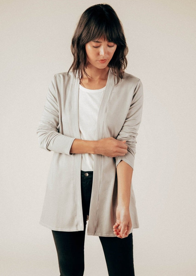 Paris Cardigan in Ice Gray - Veneka-Sustainable-Ethical-Jackets-Graceful District Drop Ship