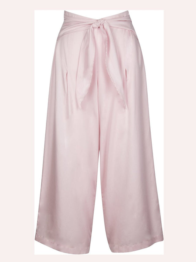 Phalla Wide Leg Cropped Tencel Pants in Pink - Veneka-Sustainable-Ethical-Bottoms-Valani Drop Ship