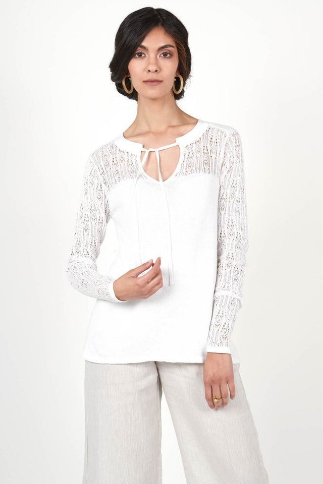 Pointelle Pullover Top in Heather Rose - Veneka-Sustainable-Ethical-Tops-Indigenous Drop Ship