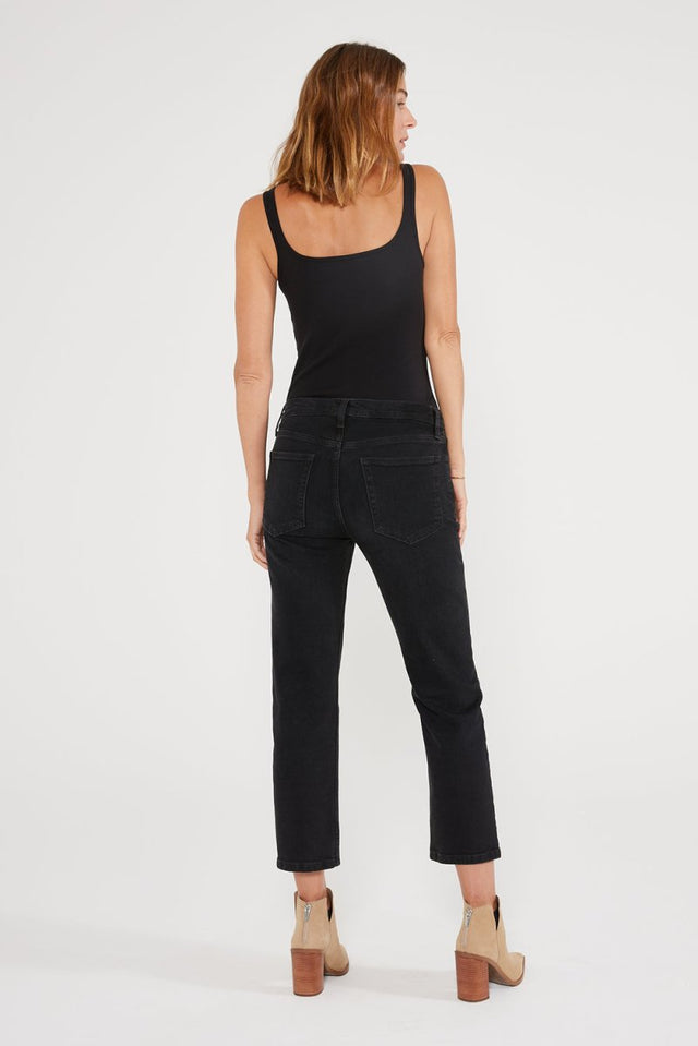Rae Mid Rise Straight in Onyx - Veneka-Sustainable-Ethical-Bottoms-Etica Denim Drop Ship