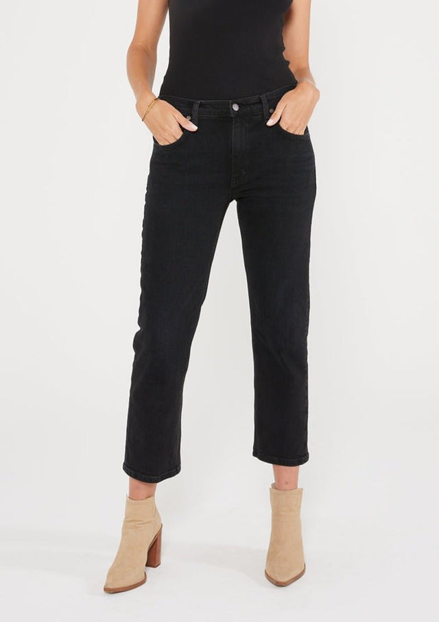 Rae Mid Rise Straight in Onyx - Veneka-Sustainable-Ethical-Bottoms-Etica Denim Drop Ship