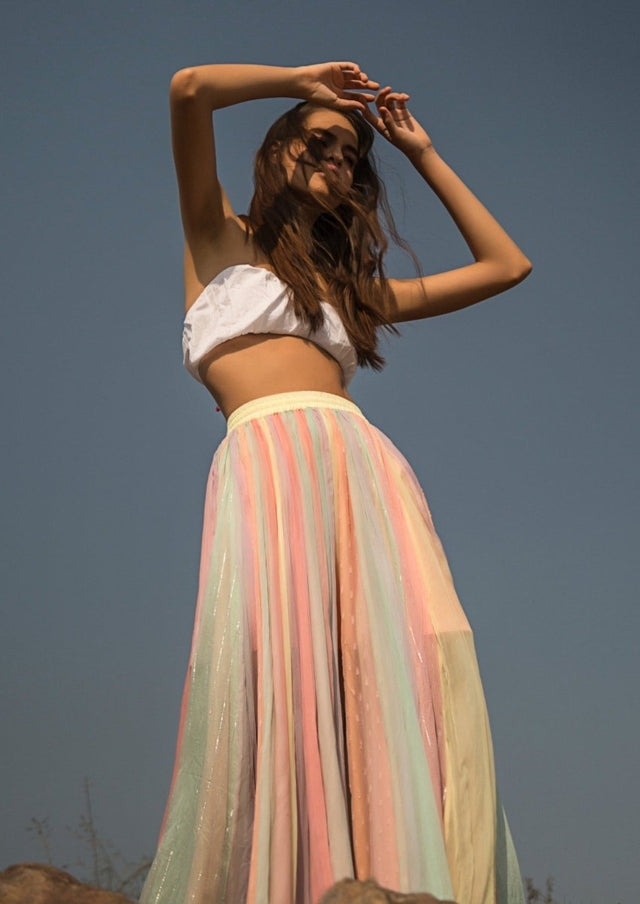 Pastel Rainbow Maxi Tulle Skirt Pastel Rainbow / L (Appx. US 16-22)