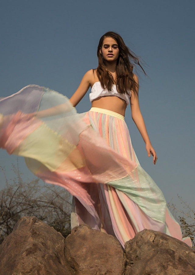 Rainbow Skirt in Pastel - Veneka-Sustainable-Ethical-Bottoms-Em & Shi Drop Ship