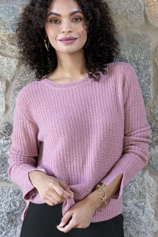 Raqueado Sweater in Mauve - Veneka-Sustainable-Ethical-Tops-Indigenous Drop Ship