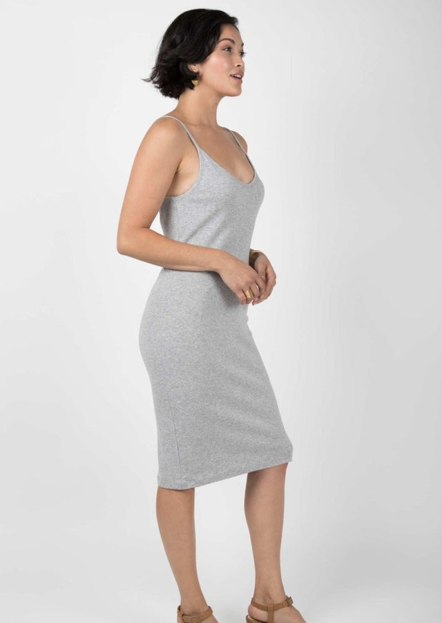 Rib Slip Dress in Silver - Veneka-Sustainable-Ethical-Dresses-Indigenous Drop Ship