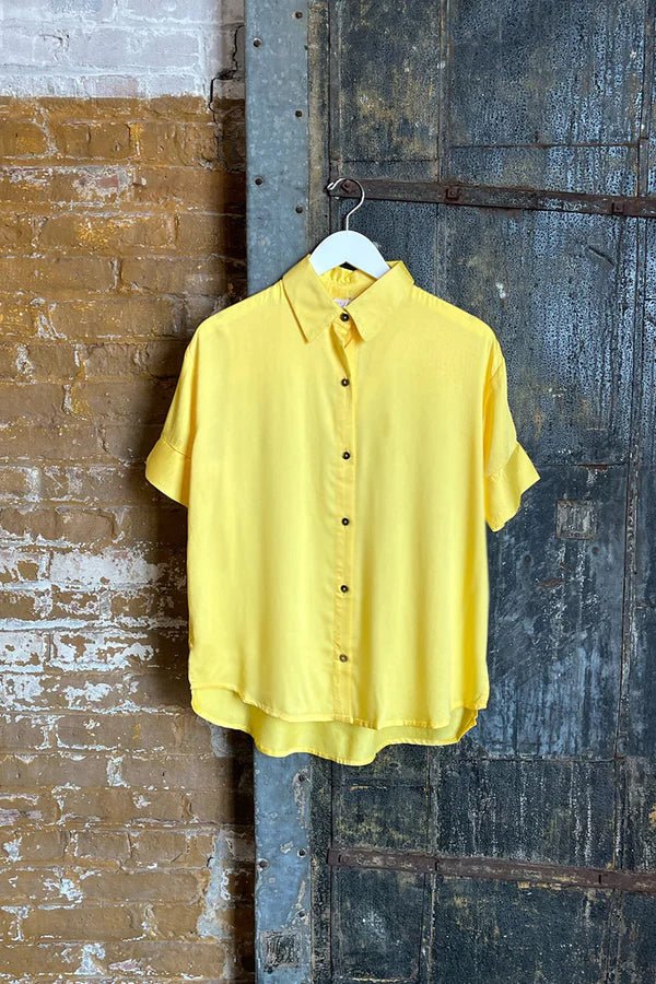 Short Sleeve Boyfriend Shirt in Sunshine - Veneka-Sustainable-Ethical-Tops-Neu Nomads Drop Ship