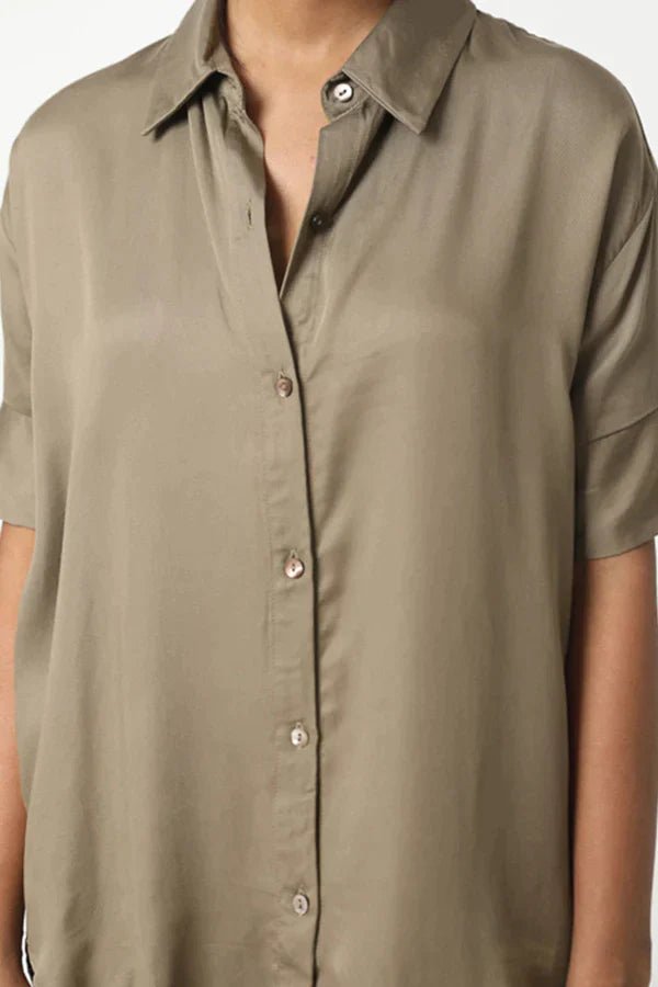 Short Sleeve Boyfriend Shirt in Sunshine - Veneka-Sustainable-Ethical-Tops-Neu Nomads Drop Ship