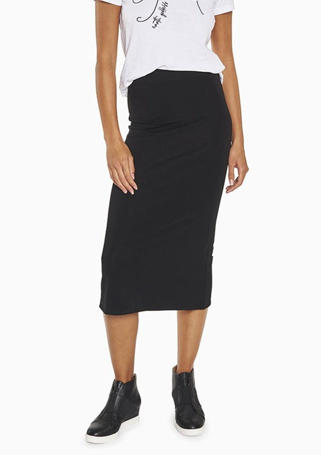 Simone Midi Skirt in Black - Veneka-Sustainable-Ethical-Bottoms-YesAnd Drop Ship