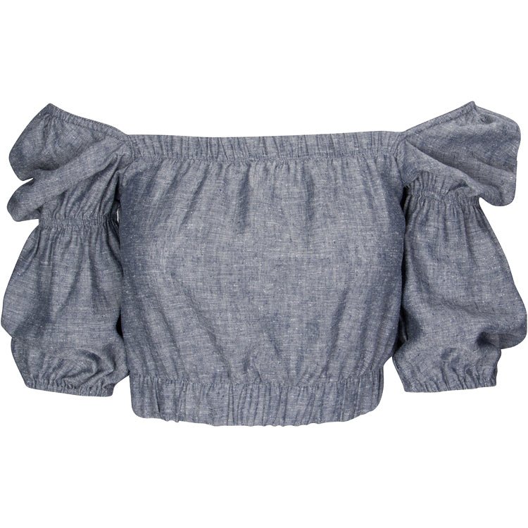 Sineth Double Puff Sleeve Hemp Crop Top in Grey – Veneka
