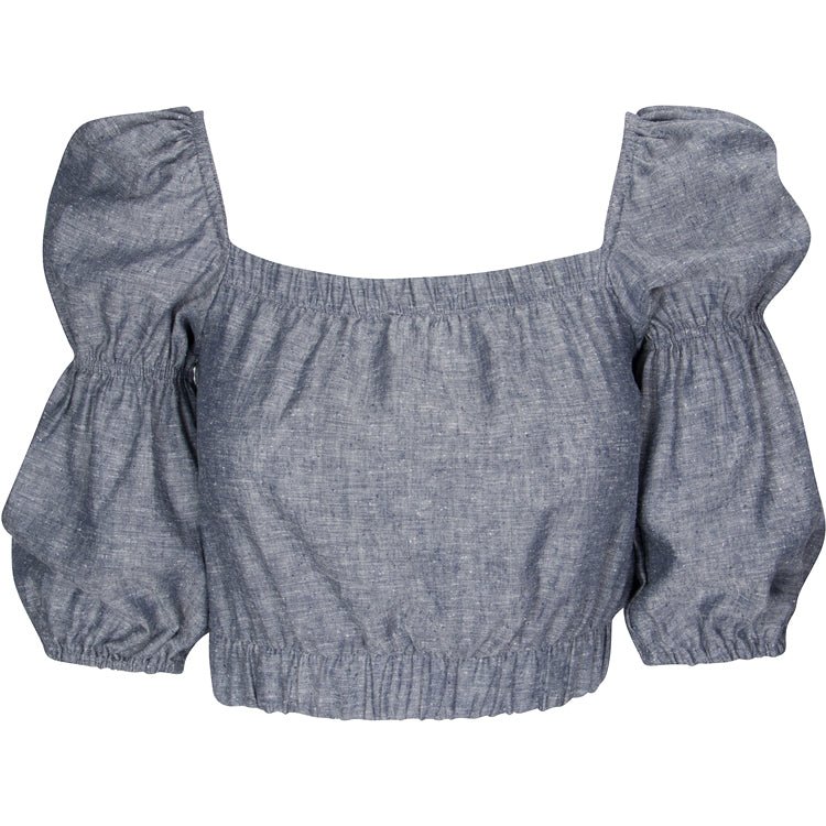 Sineth Double Puff Sleeve Hemp Crop Top in Grey – Veneka