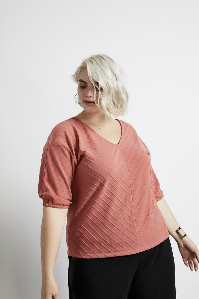 Siringo Chevron Top in Sunset - Veneka-Sustainable-Ethical-Tops-Hours Drop Ship