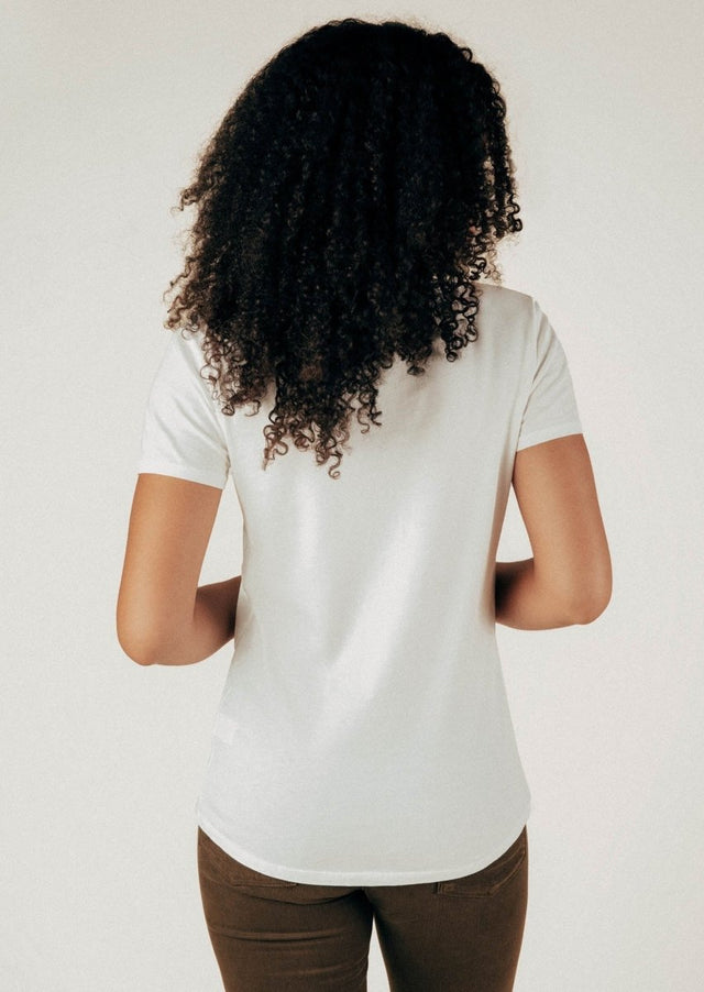 Sophia Scoop Neck Tee in White - Veneka-Sustainable-Ethical-Tops-Graceful District Drop Ship