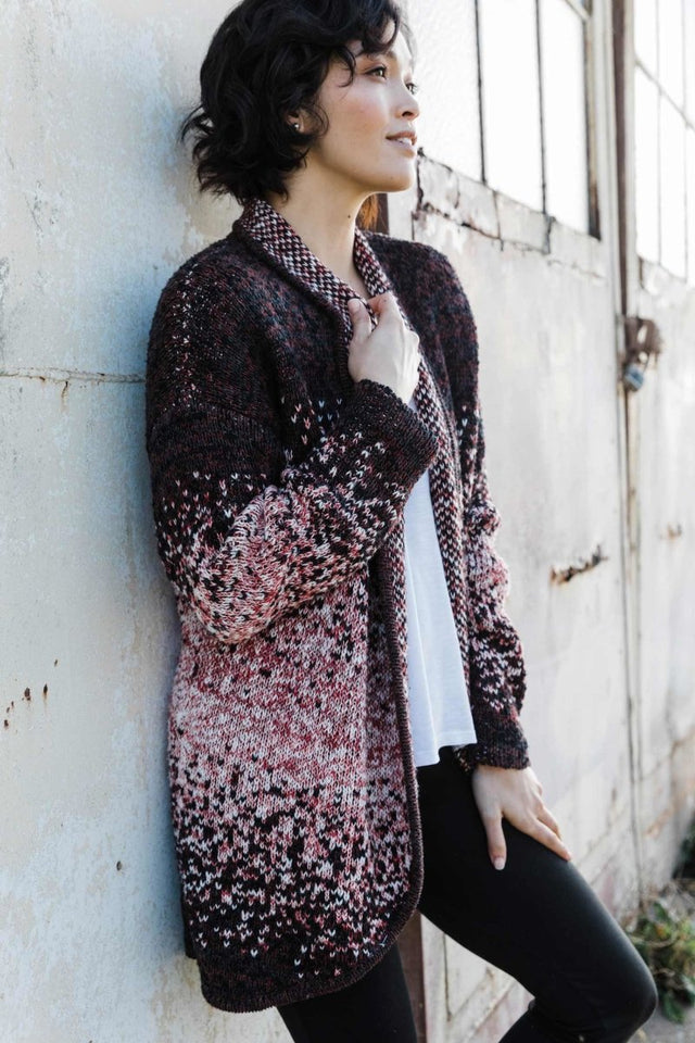 Speckled Open Front Cardigan in Cherry Mix - Veneka-Sustainable-Ethical-Jackets-Indigenous Drop Ship