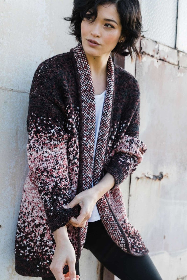 Speckled Open Front Cardigan in Cherry Mix - Veneka-Sustainable-Ethical-Jackets-Indigenous Drop Ship