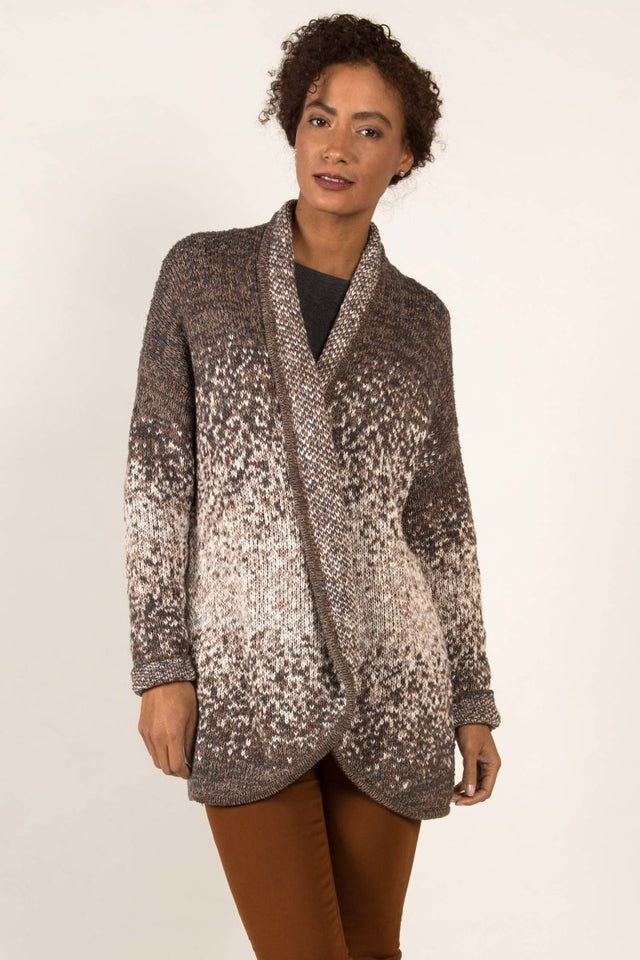 Speckled Open Front Cardigan in Neutral Mix - Veneka-Sustainable-Ethical-Jackets-Indigenous Drop Ship