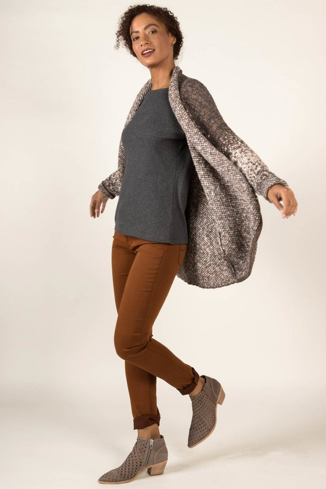 Speckled Open Front Cardigan in Neutral Mix - Veneka-Sustainable-Ethical-Jackets-Indigenous Drop Ship