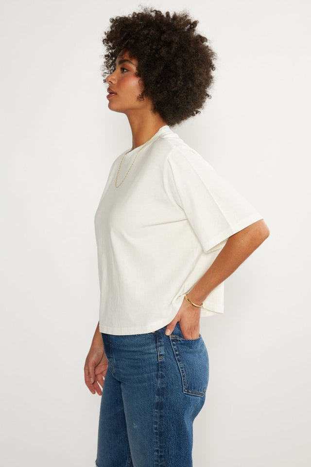 Sylvie Relaxed Tee - Cloud White - Veneka-Sustainable-Ethical-Tops-Etica Denim Drop Ship