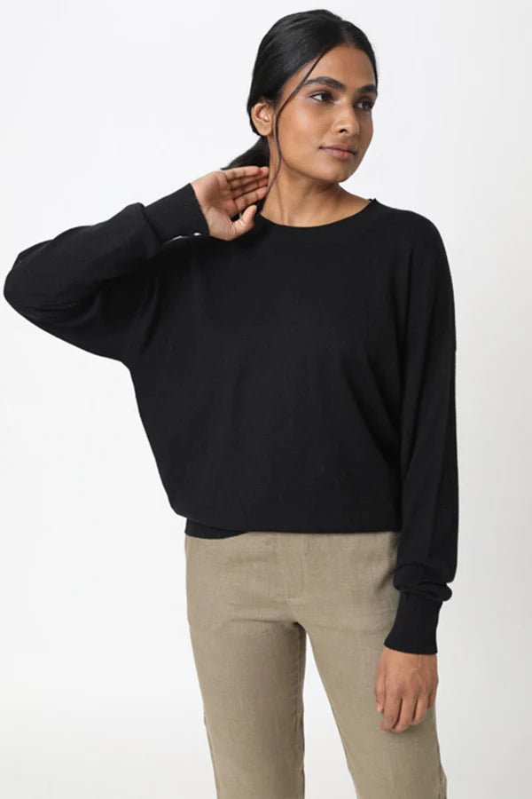 Tahoe Crew Neck Sweater in Black - Veneka-Sustainable-Ethical-Tops-Neu Nomads Drop Ship