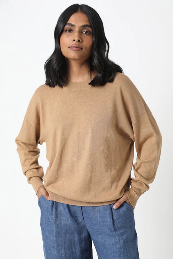 Tahoe Crew Neck Sweater in Camel - Veneka-Sustainable-Ethical-Tops-Neu Nomads Drop Ship