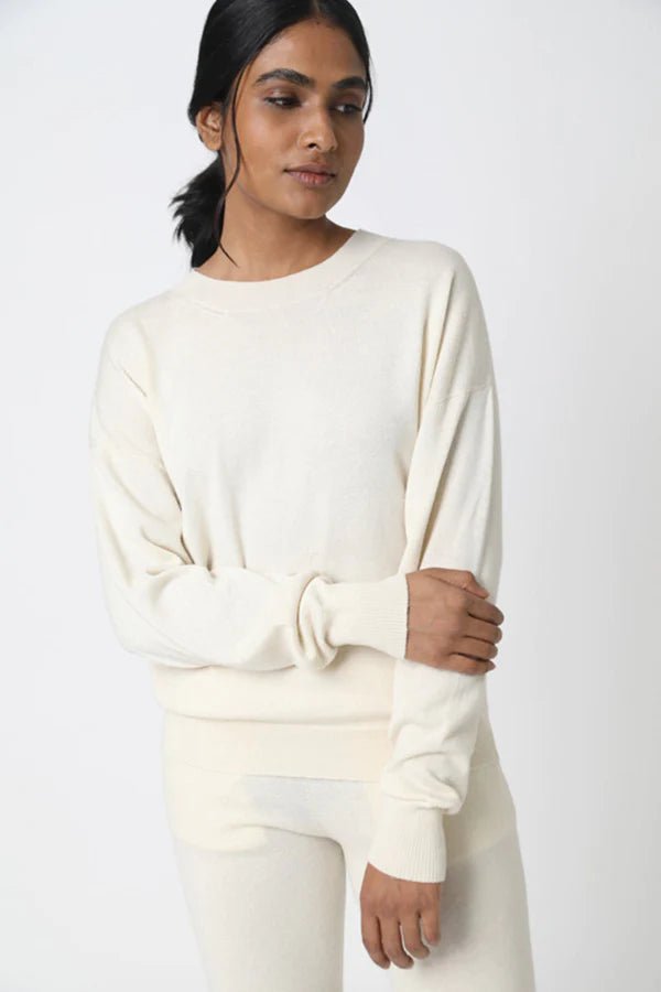Tahoe Crew Neck Sweater in Ivory - Veneka-Sustainable-Ethical-Tops-Neu Nomads Drop Ship