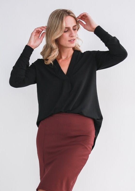 The Comfy Dress Shirt in Black - Veneka-Sustainable-Ethical-Tops-Encircled Drop Ship