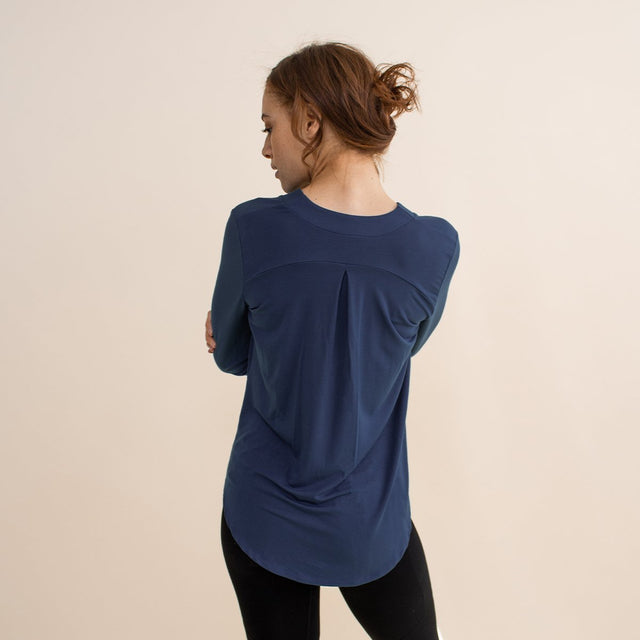 The Comfy Dress Shirt in Navy Blue - Veneka-Sustainable-Ethical-Tops-Encircled Drop Ship