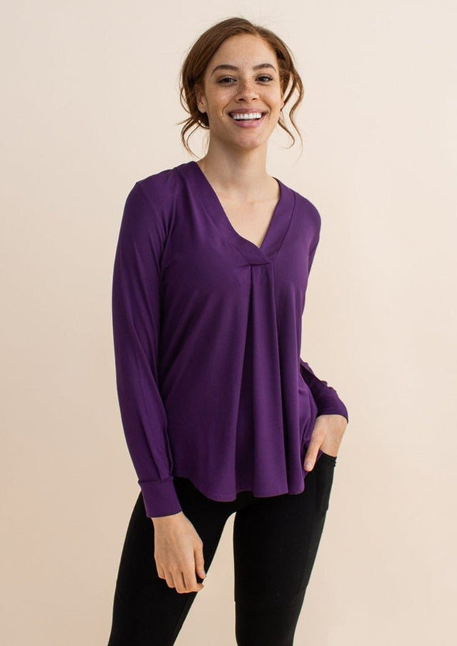 The Comfy Dress Shirt in Plum Purple - Veneka-Sustainable-Ethical-Tops-Encircled Drop Ship