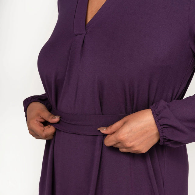 The Comfy Shirt Dress in Plum Purple - Final Sale - Veneka-Sustainable-Ethical-Dresses-Encircled Drop Ship