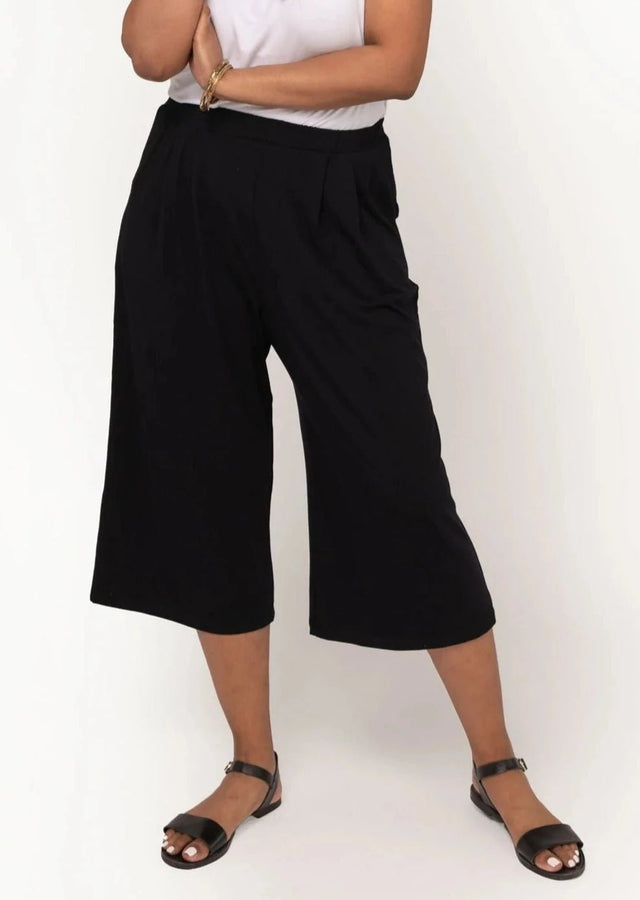 The Comfy Wide Leg Crop in Black - Final Sale - Veneka-Sustainable-Ethical-Bottoms-Encircled Drop Ship