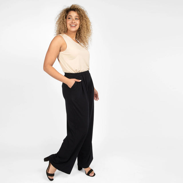 The Comfy Wide Leg Pant in Black - Veneka-Sustainable-Ethical-Bottoms-Encircled Drop Ship