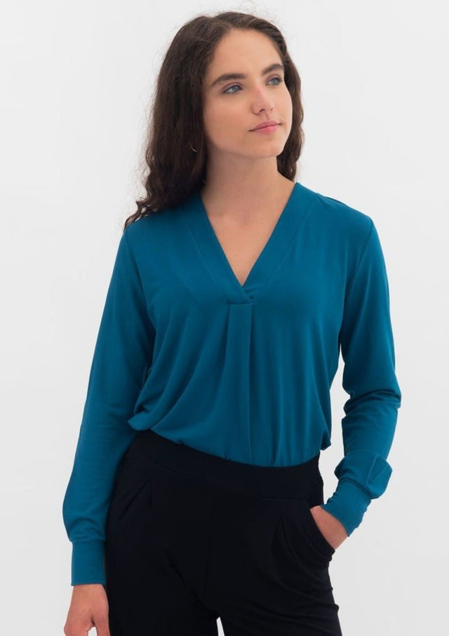 The Dress Shirt in Sapphire Blue - Veneka-Sustainable-Ethical-Tops-Encircled Drop Ship