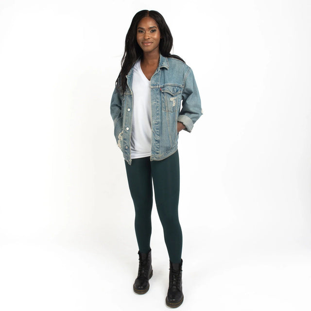 The Dressy Leggings in Alpine Green - Final Sale - Veneka-Sustainable-Ethical-Bottoms-Encircled Drop Ship