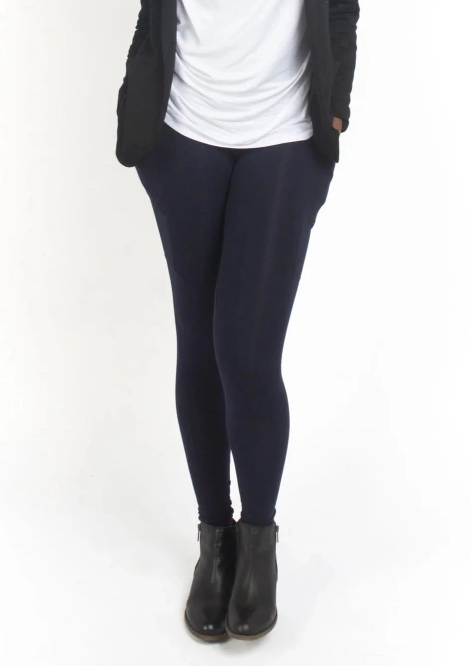 Organic Cotton Ankle Leggings - in Black, Navy, Slate Grey, French Roast,  or Midnight Blue