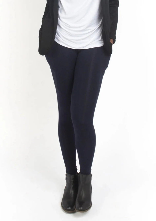 The Dressy Leggings in Navy Blue - Veneka-Sustainable-Ethical-Bottoms-Encircled Drop Ship
