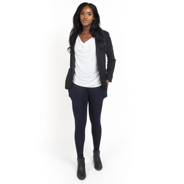 The Dressy Leggings in Navy Blue - Veneka-Sustainable-Ethical-Bottoms-Encircled Drop Ship
