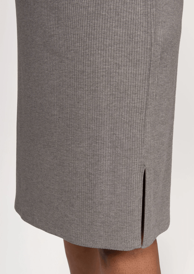 The Dressy Rib Knit Skirt in Heathered Grey - Veneka-Sustainable-Ethical-Bottoms-Encircled Drop Ship
