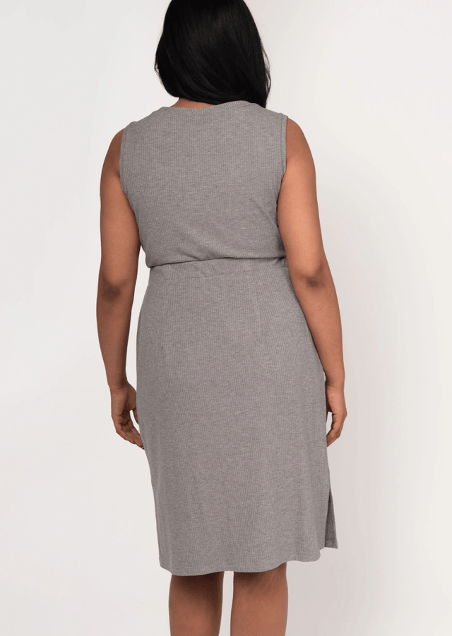 The Dressy Rib Knit Sleeveless Top in Heathered Grey - Veneka-Sustainable-Ethical-Tops-Encircled Drop Ship