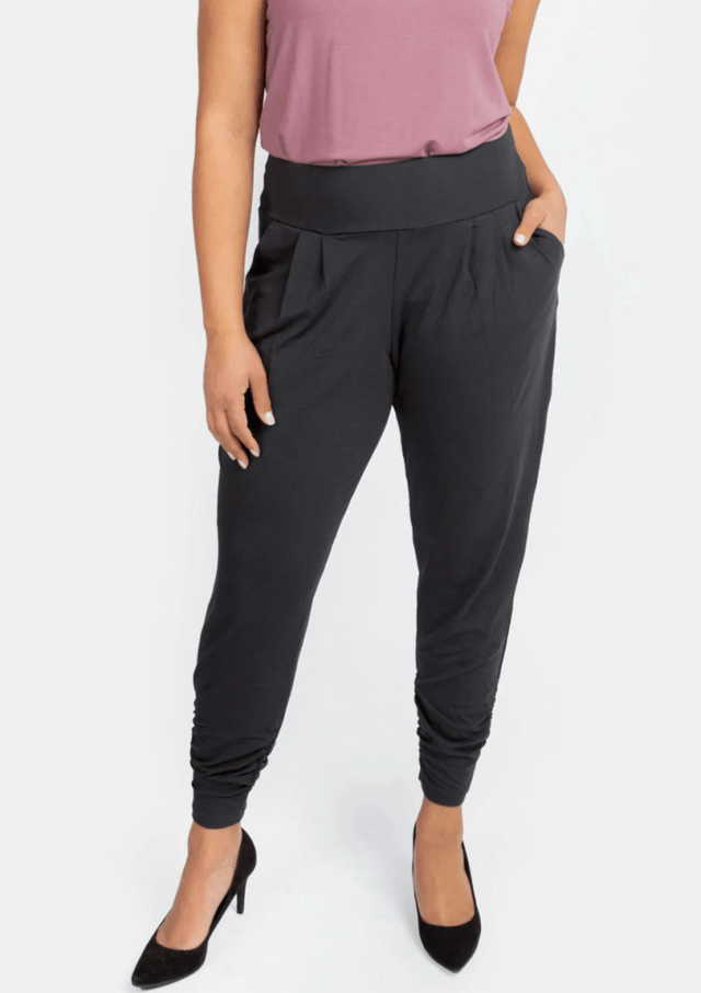 The Dressy Sweatpant in Dark Grey Petite - Veneka-Sustainable-Ethical-Bottoms-Encircled Drop Ship