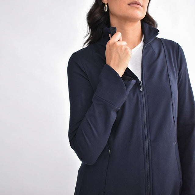 The Dressy Track Jacket in Navy Blue - Final Sale - Veneka-Sustainable-Ethical-Jackets-Encircled Drop Ship
