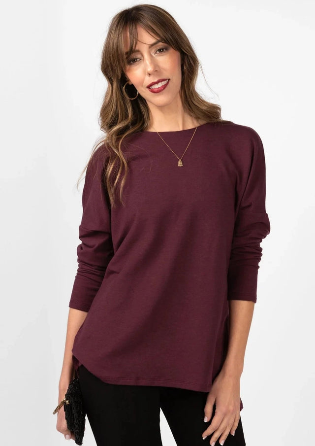 The Dressy Tunic in Deep Berry - Veneka-Sustainable-Ethical-Tops-Encircled Drop Ship