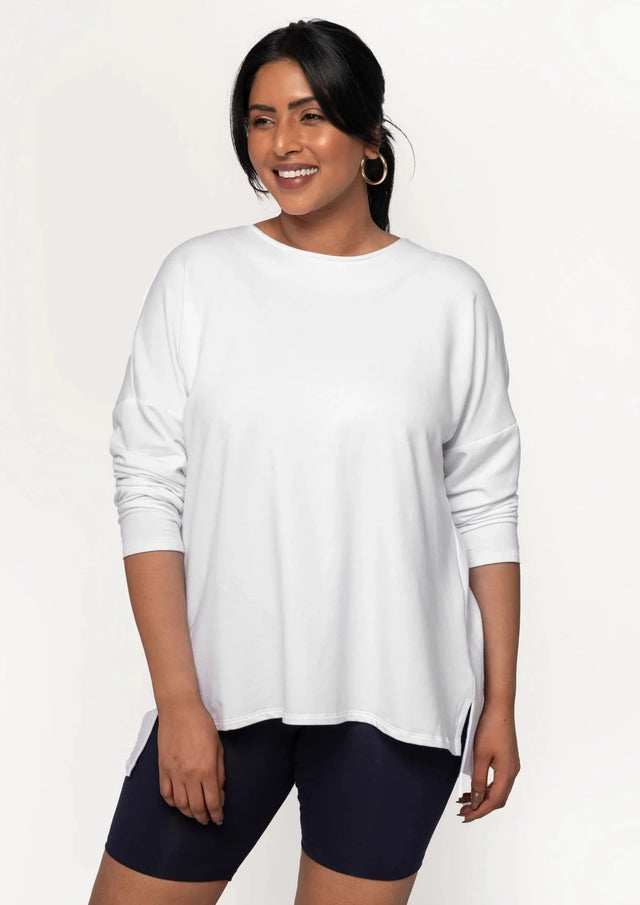 The Dressy Tunic in White - Veneka-Sustainable-Ethical-Tops-Encircled Drop Ship