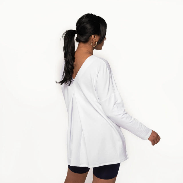 The Dressy Tunic in White - Veneka-Sustainable-Ethical-Tops-Encircled Drop Ship