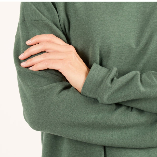 The Dressy V-Neck Sweatshirt in Forest Green - Veneka-Sustainable-Ethical-Tops-Encircled Drop Ship Correct