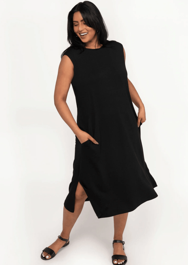 The Everyday Sleeveless Dress in Black - Final Sale - Veneka-Sustainable-Ethical-Dresses-Encircled Drop Ship