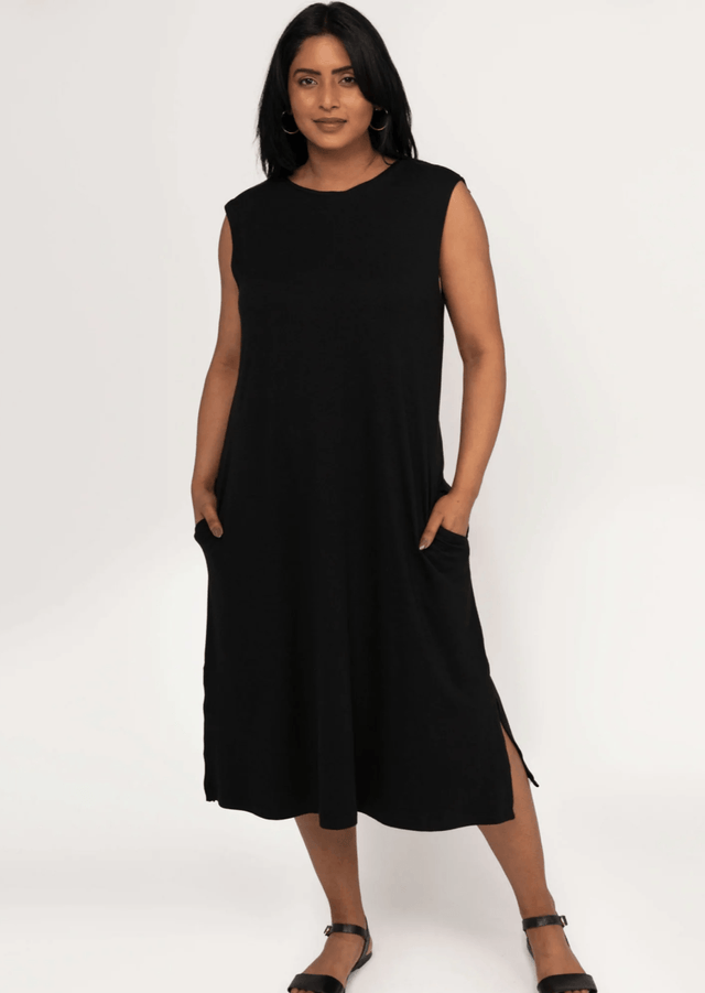 The Everyday Sleeveless Dress in Black - Final Sale - Veneka-Sustainable-Ethical-Dresses-Encircled Drop Ship