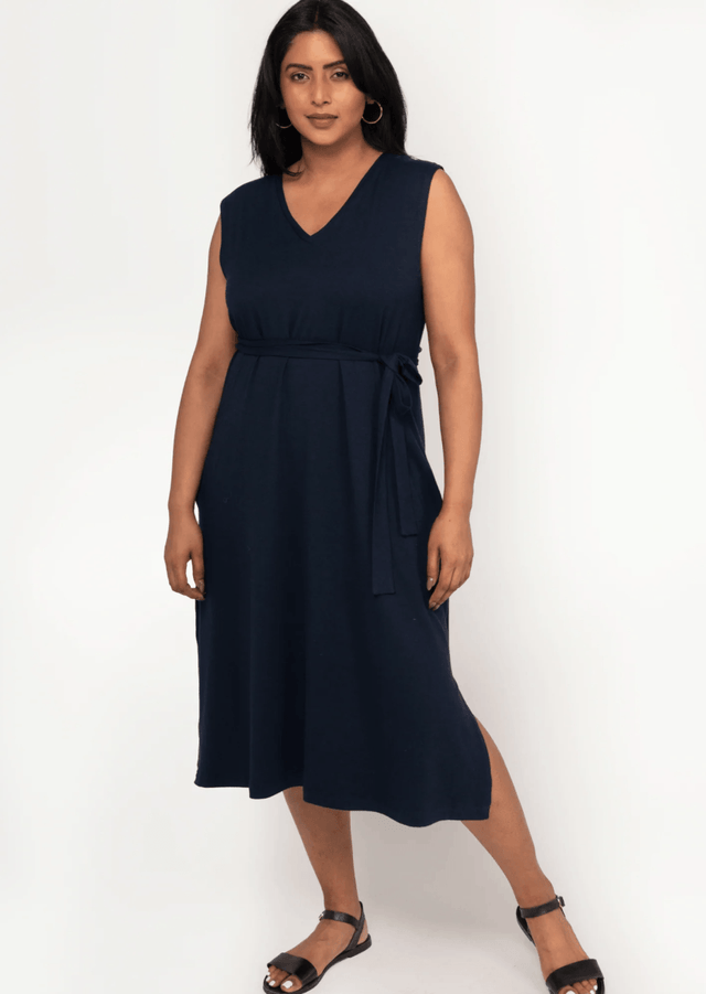 The Everyday Sleeveless Dress in Navy Blue - Final Sale - Veneka-Sustainable-Ethical-Dresses-Encircled Drop Ship