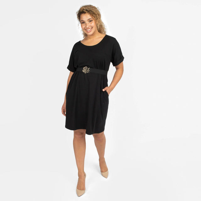 The Everyday T-Shirt Dress in Black - Final Sale - Veneka-Sustainable-Ethical-Dresses-Encircled Drop Ship