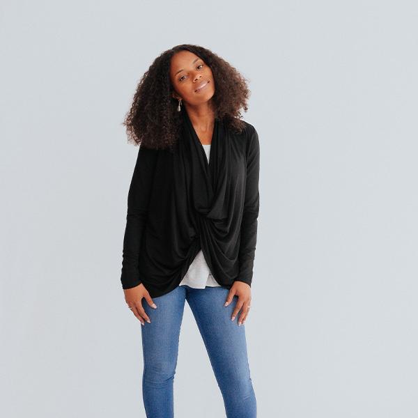 The Everyday Twist Top in Black Modal - Veneka-Sustainable-Ethical-Tops-Encircled Drop Ship