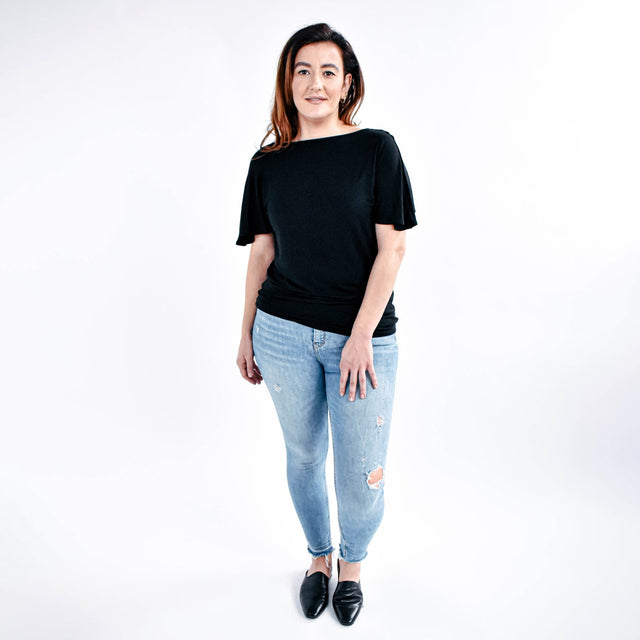 The Evolve Top in Black Tencel - Veneka-Sustainable-Ethical-Tops-Encircled Drop Ship