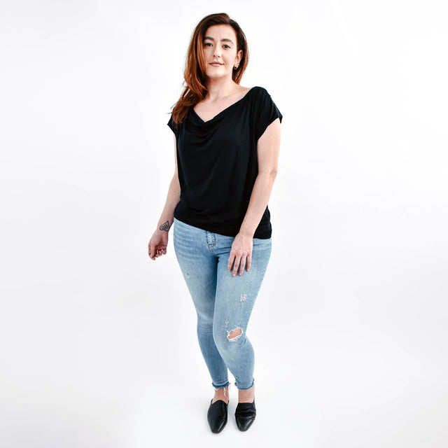 The Evolve Top in Black Tencel - Veneka-Sustainable-Ethical-Tops-Encircled Drop Ship